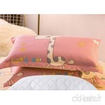 KLGG Cotton Pillowcase and Pillow Set Double Student Cotton Pillow Protection Cervical Pillow Grey Pink Deer - B07VQNMBDV